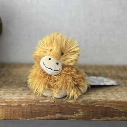 Jellycat Tiny Truffles Highland Cow - Tiny Orange Fluffy Cow Mini Beanie Toy 4”