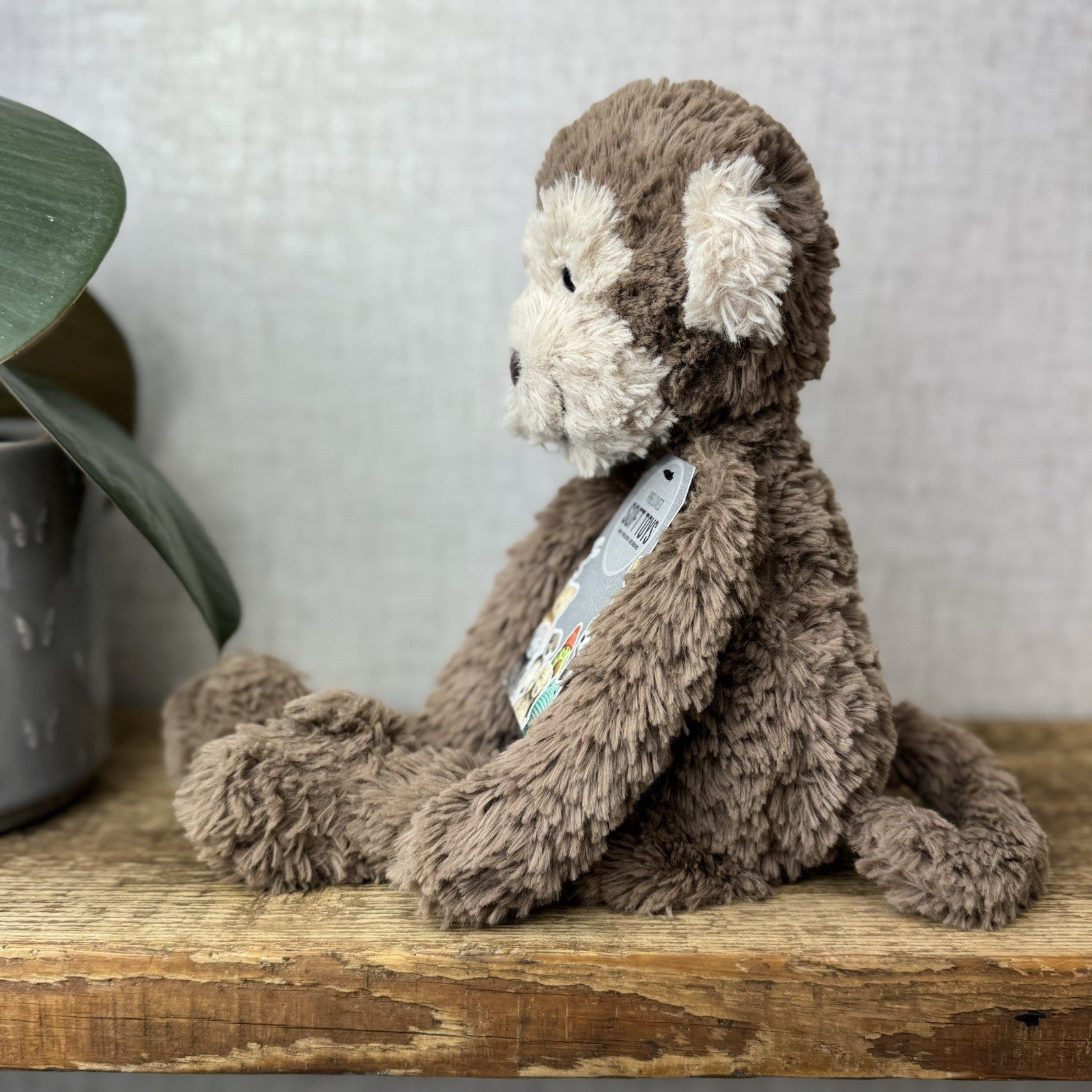Jellycat Smuffle Monkey - Retired Textured Long Limbed Monkey Light Brown 14"