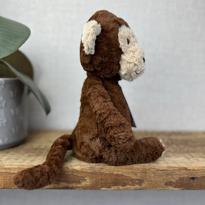 Jellycat Tuffet Monkey - Medium Brown Beanie Plush Textured Soft Toy Retired 12"