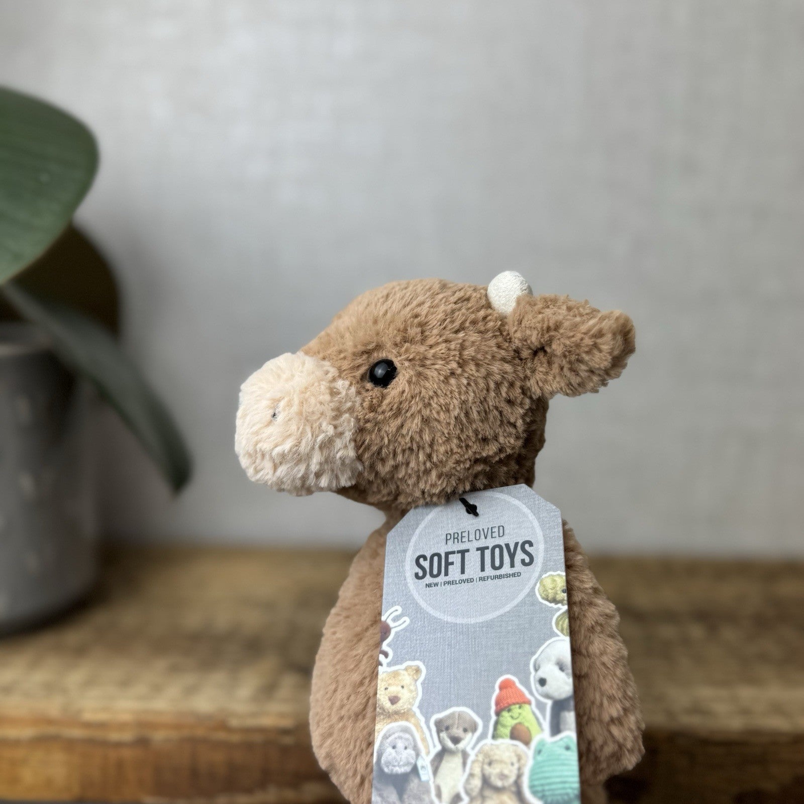 Jellycat Tumbletuft Cow - Small Brown Highland Cow Beanie Soft Toy Retired 8”