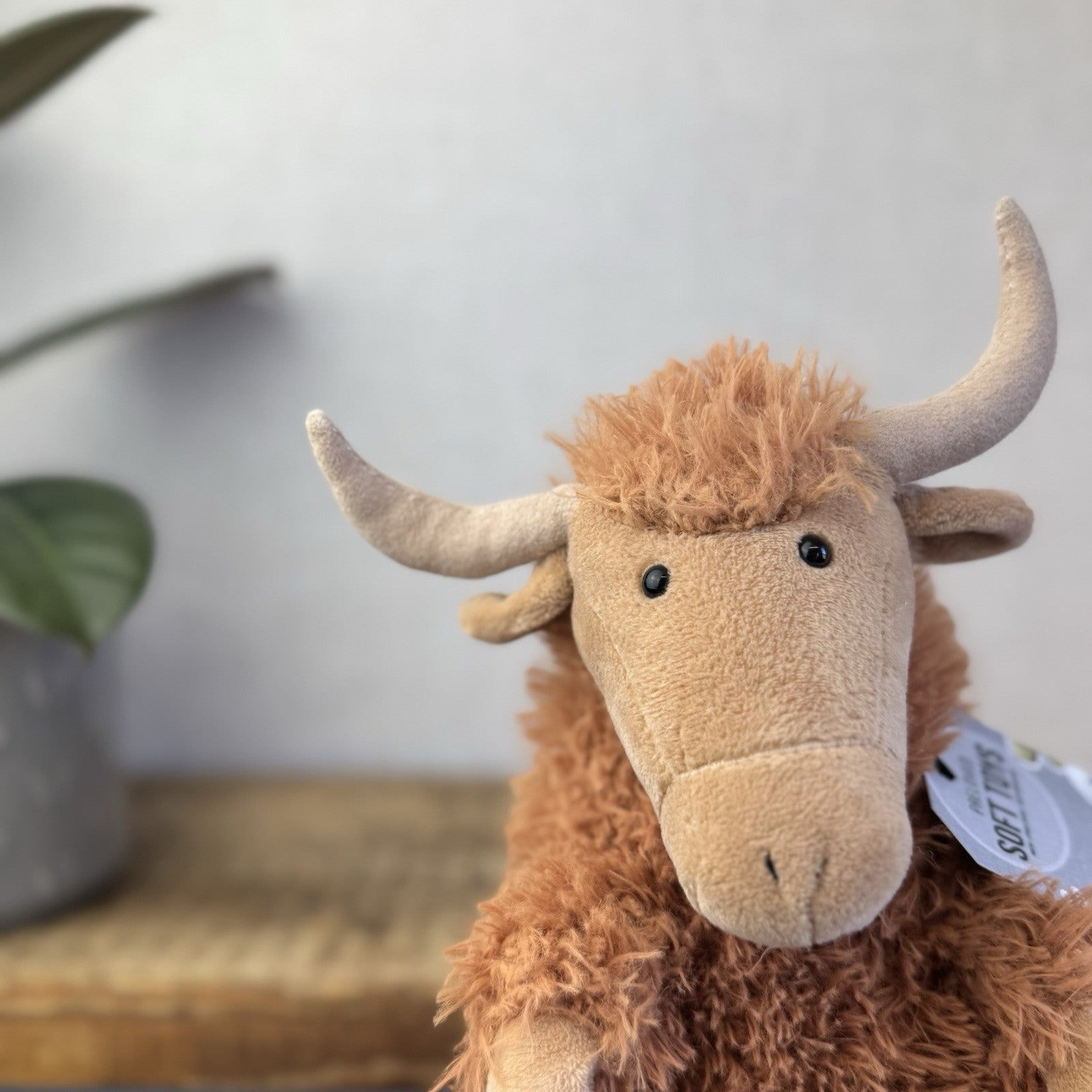 Jellycat Herbie Highland Cow - Longhorn Brown Cow Fluffy Medium Plush 12”