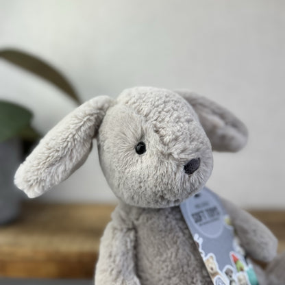 Jellycat Nibs Bunny - Retired Grey Beanie Rabbit - Big Feet Lop Eared 9"
