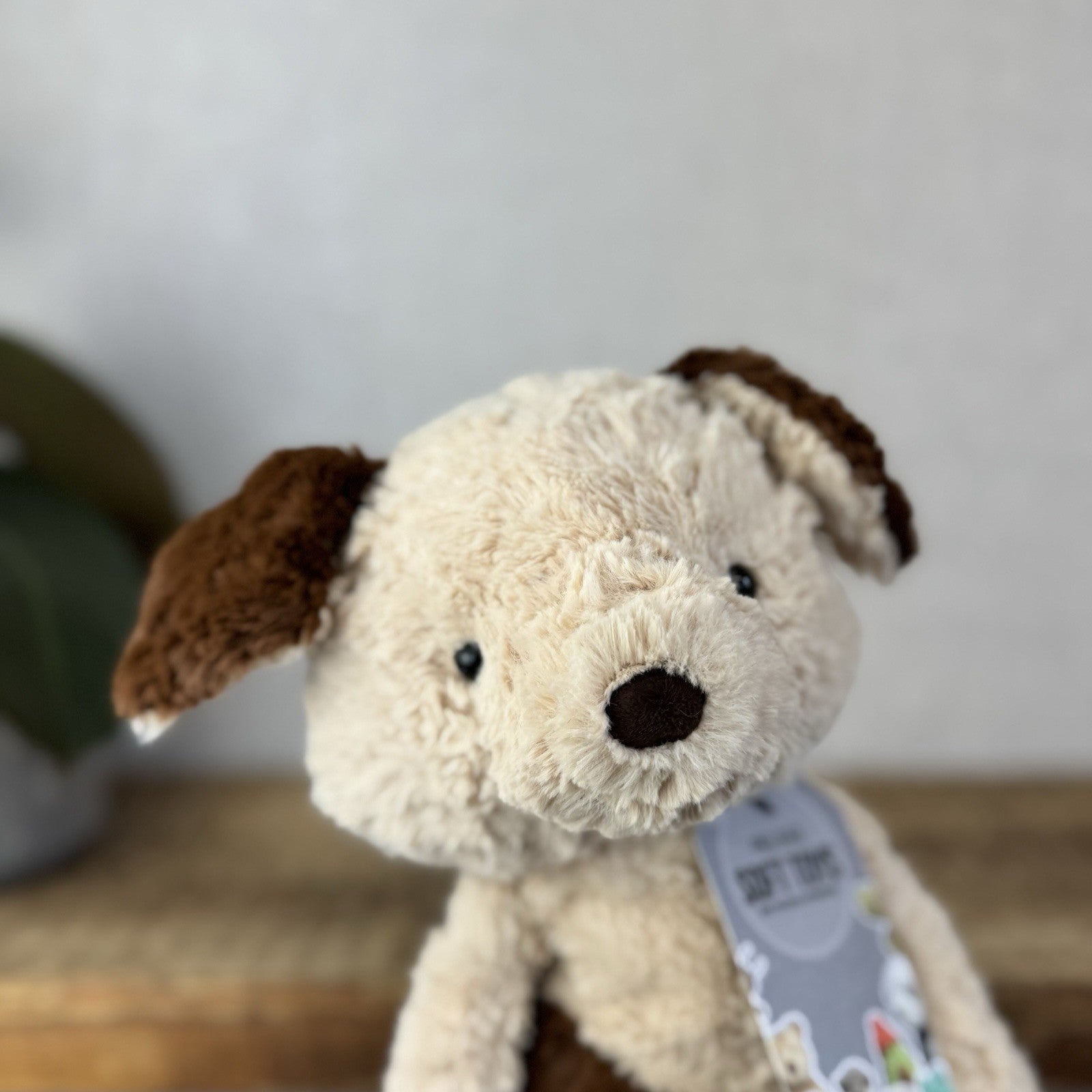 Jellycat Tuffet Dog - Medium Brown Beige Dog Plush Textured Soft Toy Retired 12"
