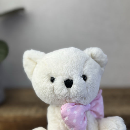 Jellycat Big Bow Cream Kitten - Small White Cat With Pink Bow Retired Small 6”