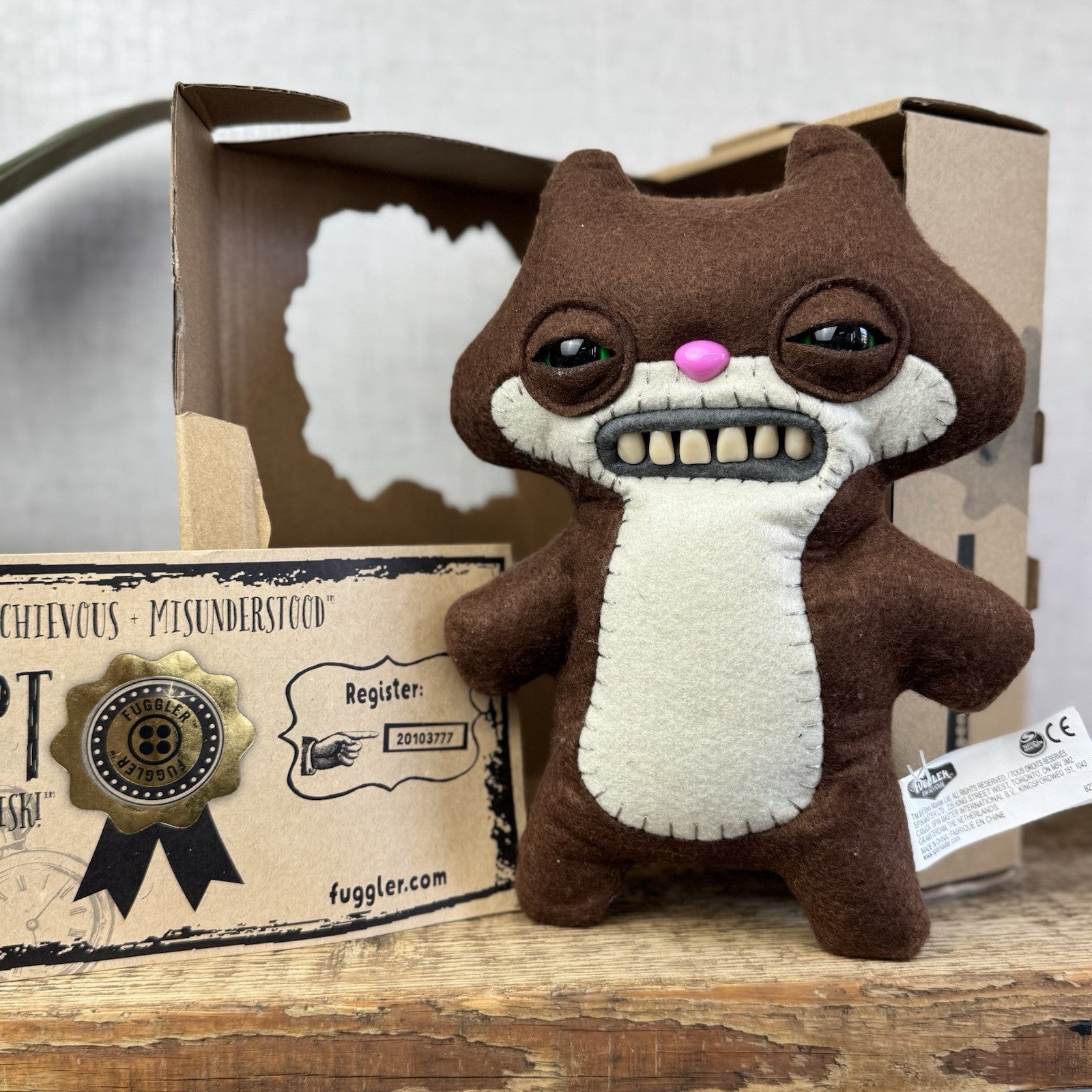 Fuggler Funny Ugly Monster - Sketchy Squirrel Brown - Rare Squirrel With Box