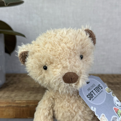 Jellycat Small Vintage Bear - Vintage Light Brown Bear Beanie Soft Toy Small 9”