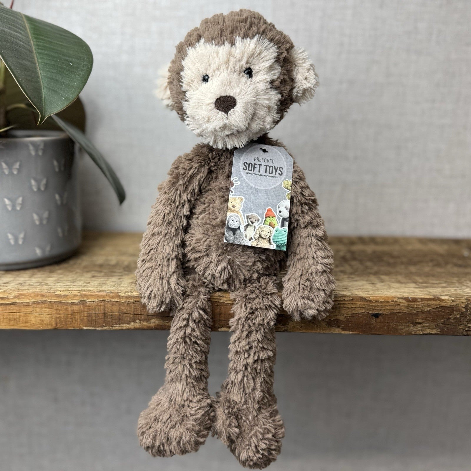 Jellycat Smuffle Monkey - Retired Textured Long Limbed Monkey Light Brown 14"