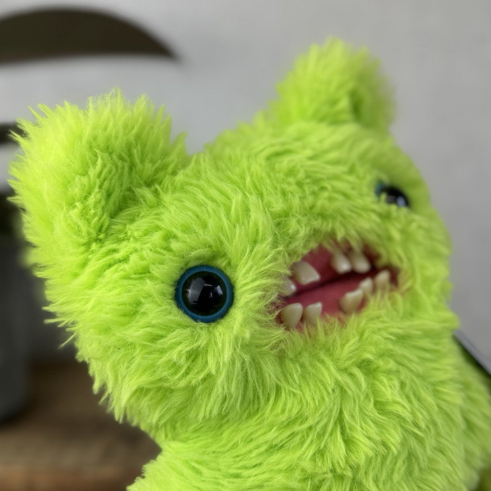 Fuggler Screech - Bright Green Fluffy Fuggler - Blue Eyes Fluffy Funny Ugly Cute