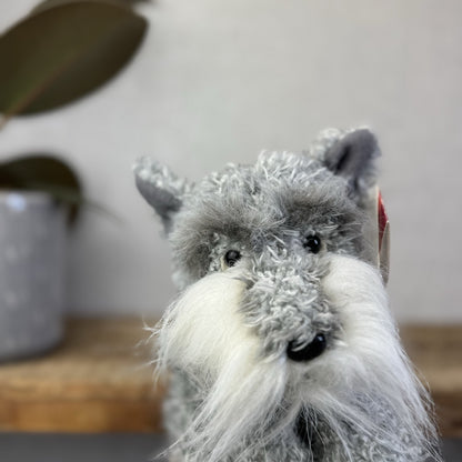 Russ Berrie Softies Toby - Grey Schnauzer Dog Soft Toy Beanie Plush Tags 8"