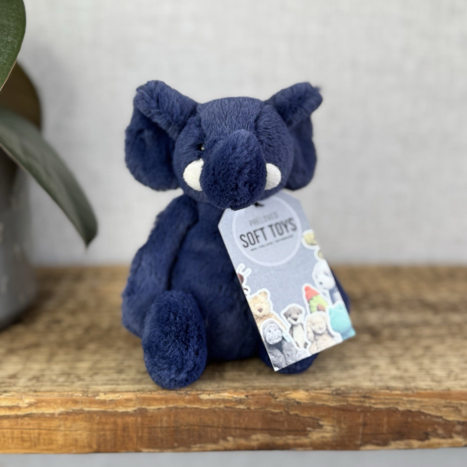 Jellycat Small Bashful Navy Elephant - Bashful Elephant Navy With Tusks NWOT 8"