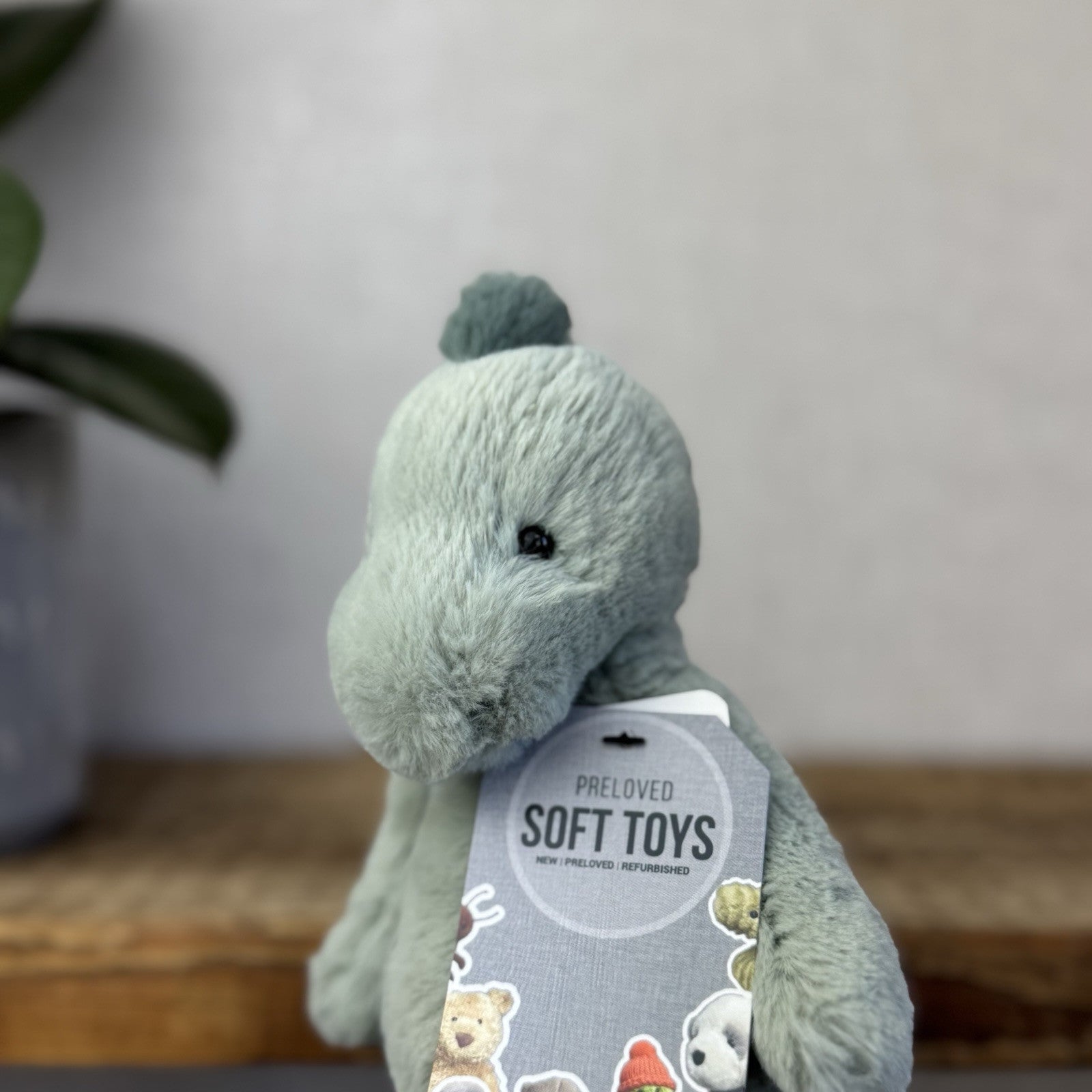 Jellycat Small Puffles Dinosaur - Small Light Green Super Soft Dino Plush 9" (2)