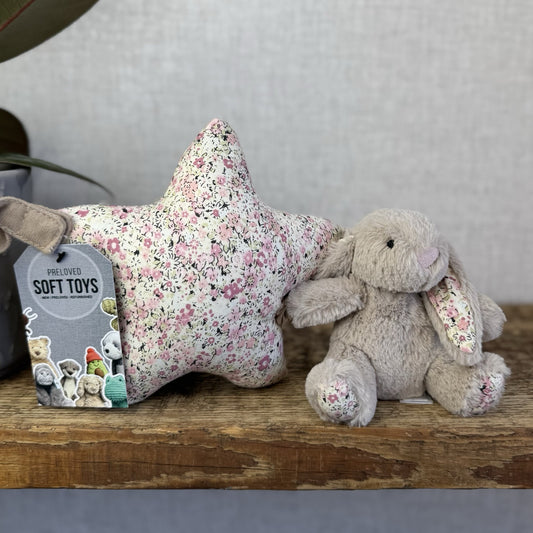 Jellycat Blossom Beau Beige Bunny Rabbit Musical Star Pull Soft Plush Toy NWOT