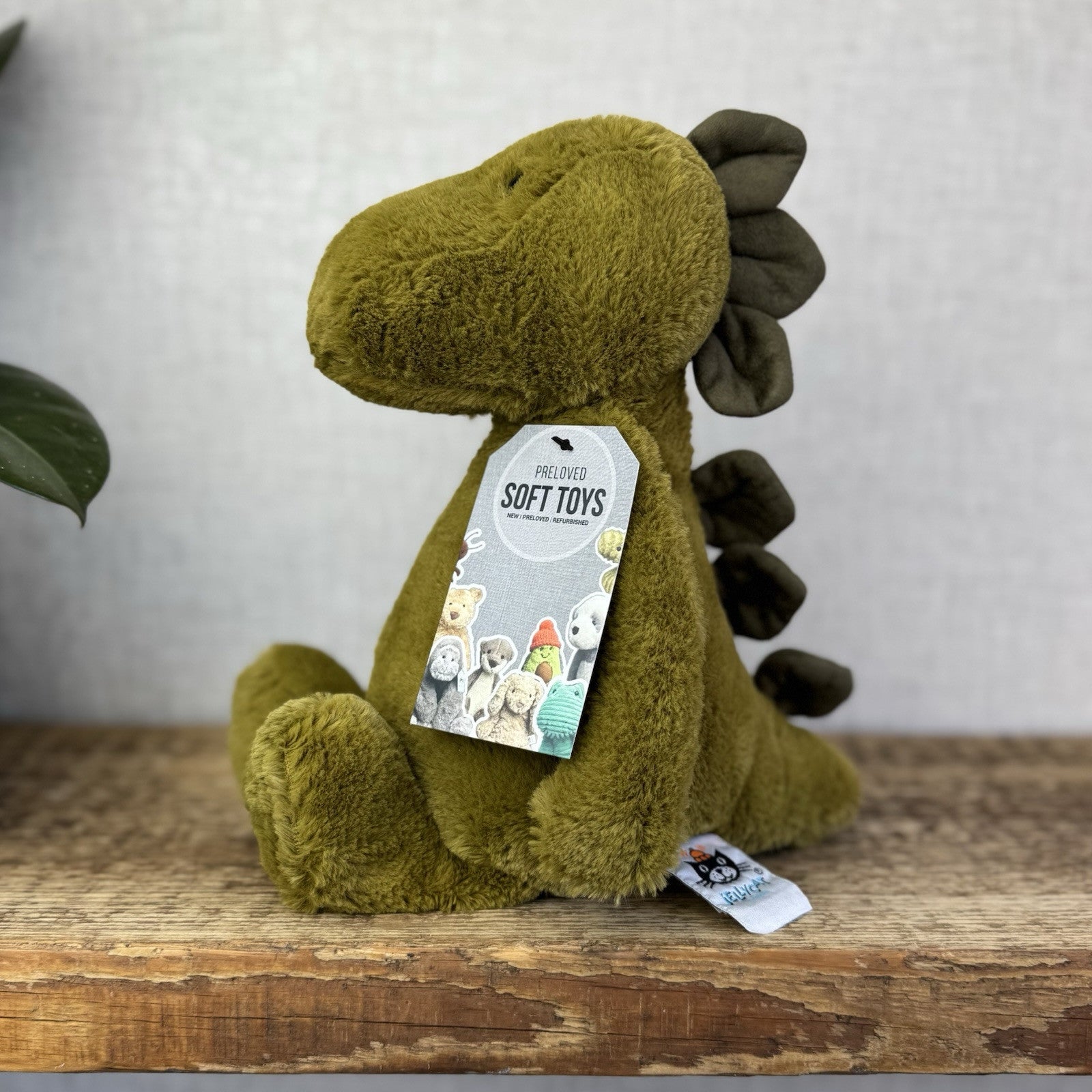 Jellycat Bashful Medium Dinosaur - Medium Beanie Plush Olive Green Dino 12”