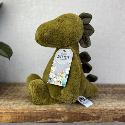 Jellycat Bashful Medium Dinosaur - Medium Beanie Plush Olive Green Dino 12”