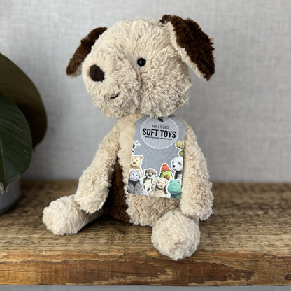 Jellycat Tuffet Dog - Medium Brown Beige Dog Plush Textured Soft Toy Retired 12"