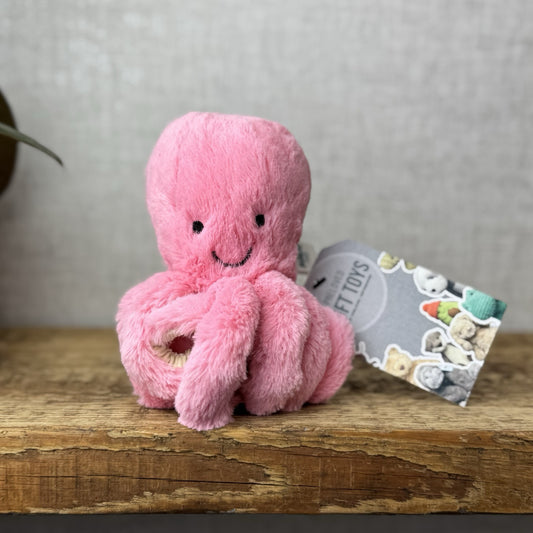 Jellycat Tiny Candie Octopus - Tiny Bright Pink Octopus Plush Beanie Retired 5”
