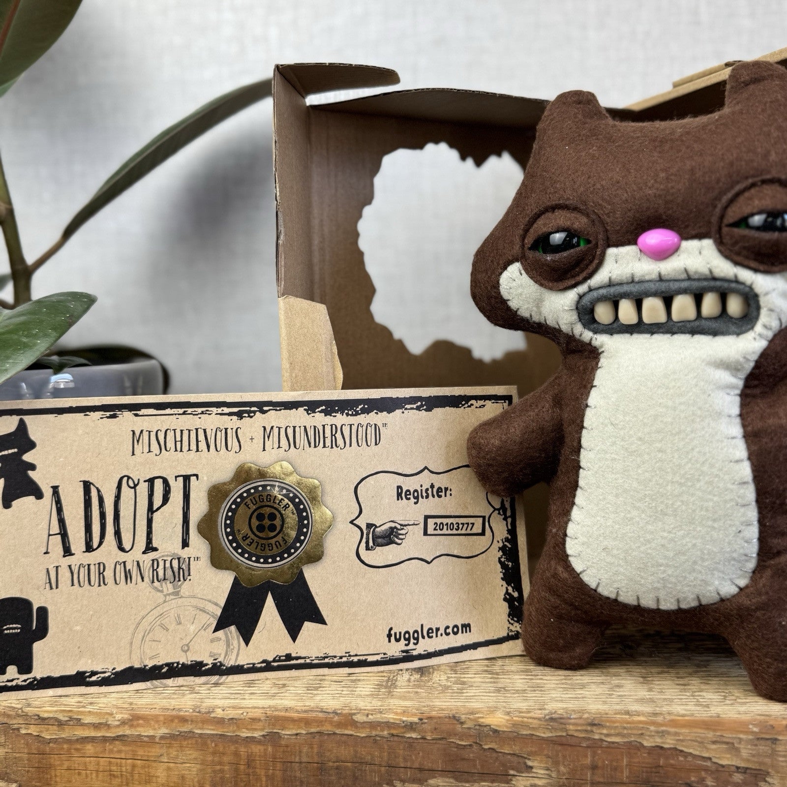 Fuggler Funny Ugly Monster - Sketchy Squirrel Brown - Rare Squirrel With Box
