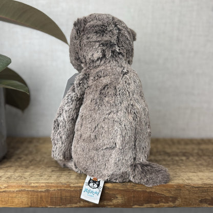 Jellycat Medium Bashful Marmot - Woodland Grey/brown Mix Cottontail Plush 12”
