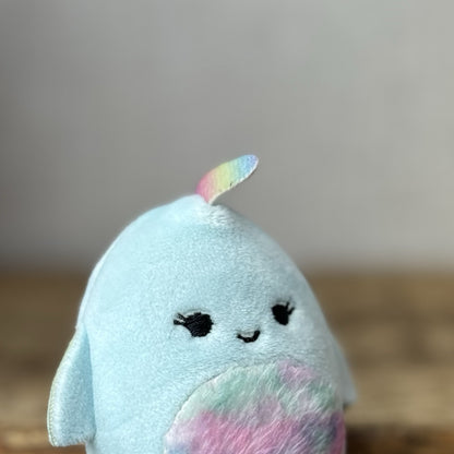 Squishmallow Squishville - Tiny Squishmallow - Nellie Tie-dye Narwhal White/blue