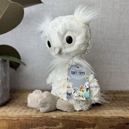 Jellycat Dapperdots Owl - Cream Fluffy Owl Big Eyed Textured Owl Beanie 12”