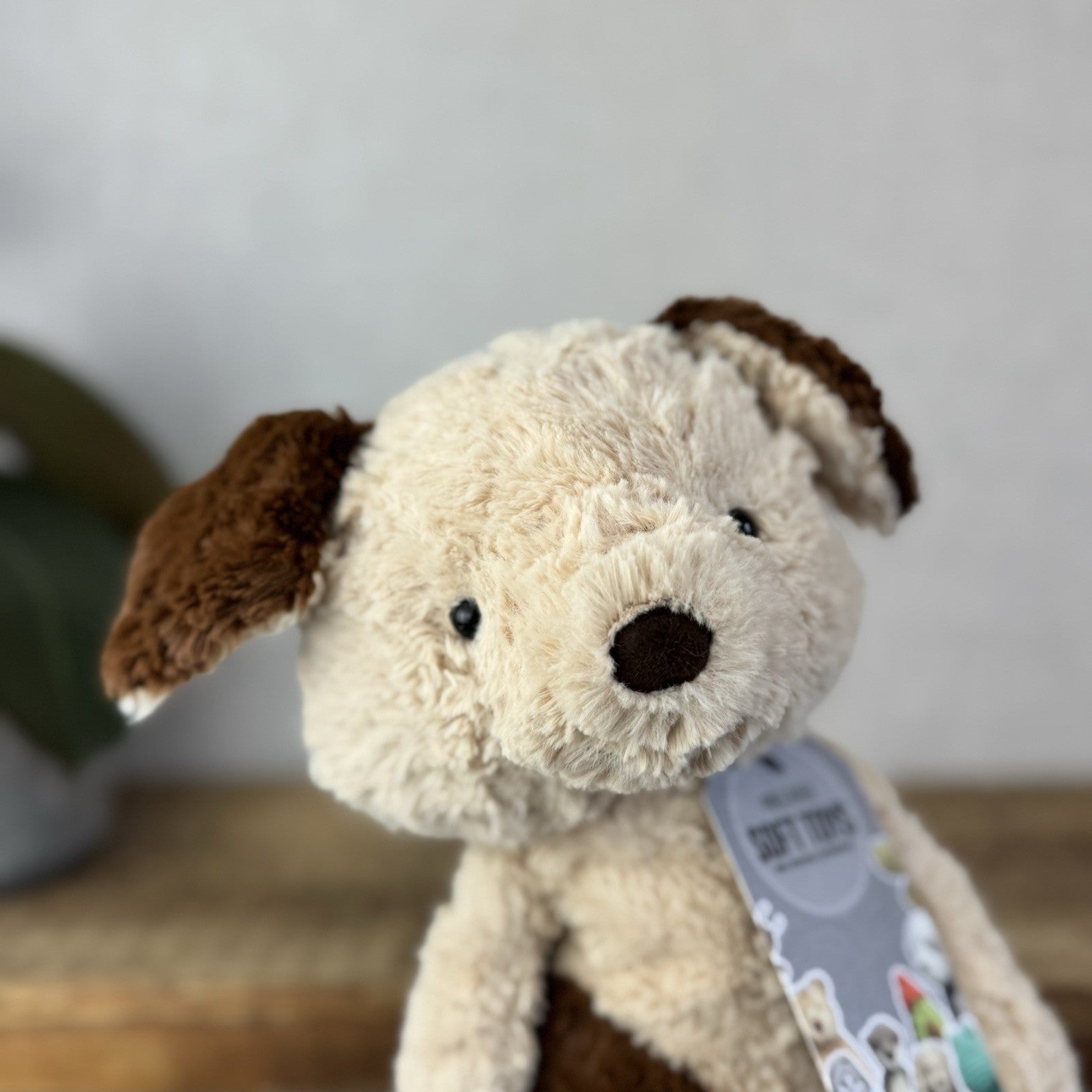 Jellycat Tuffet Dog - Medium Brown Beige Dog Plush Textured Soft Toy Retired 12"