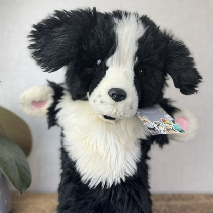 The Puppet Company - Border Collie Dog Long Sleeve Puppet Black Fluffy 14"
