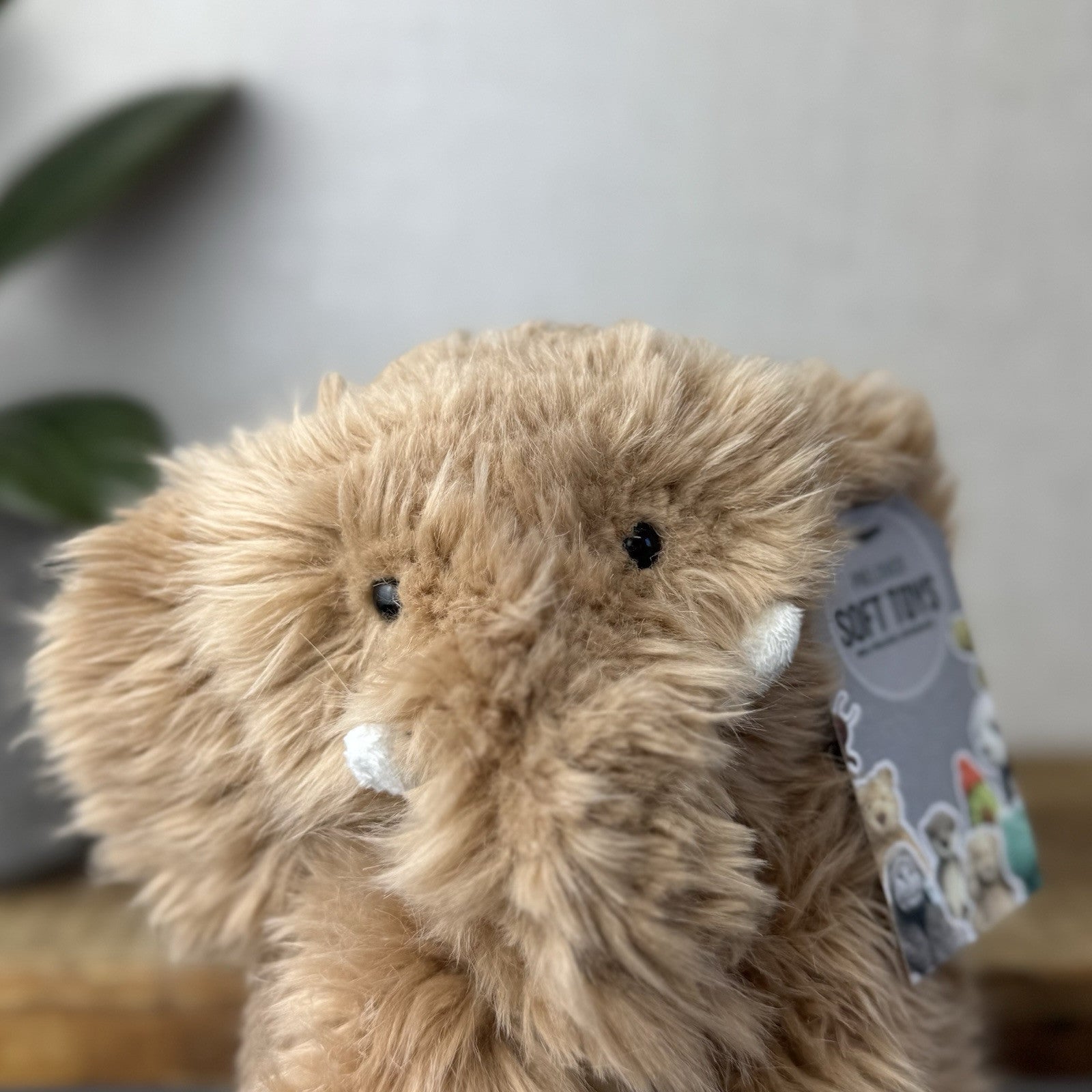 The Little White Company - Monty Mammoth - Fluffy Mammoth Soft Toy Beanie 7"
