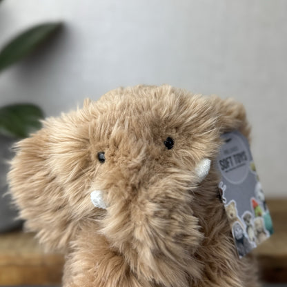 The Little White Company - Monty Mammoth - Fluffy Mammoth Soft Toy Beanie 7"