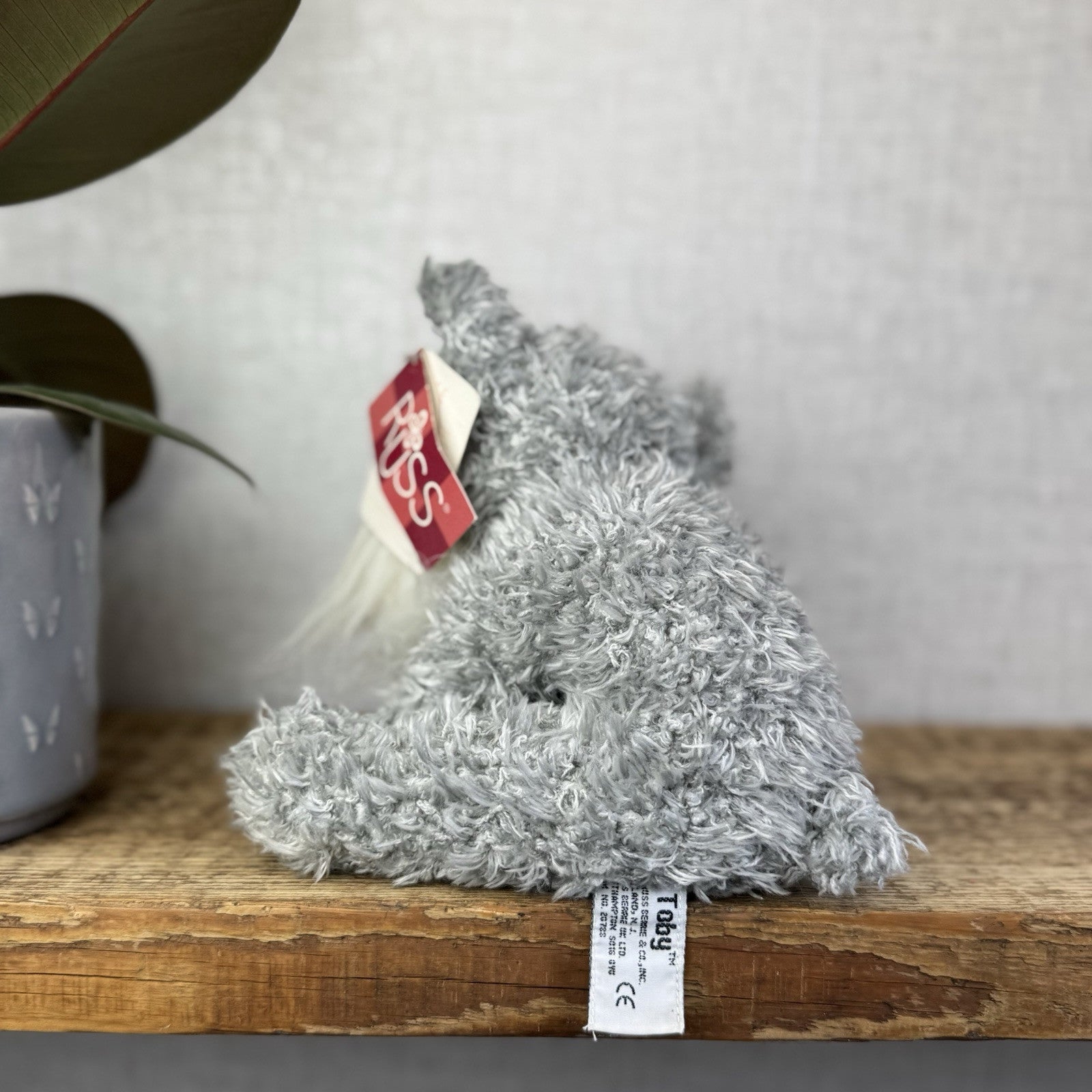 Russ Berrie Softies Toby - Grey Schnauzer Dog Soft Toy Beanie Plush Tags 8"
