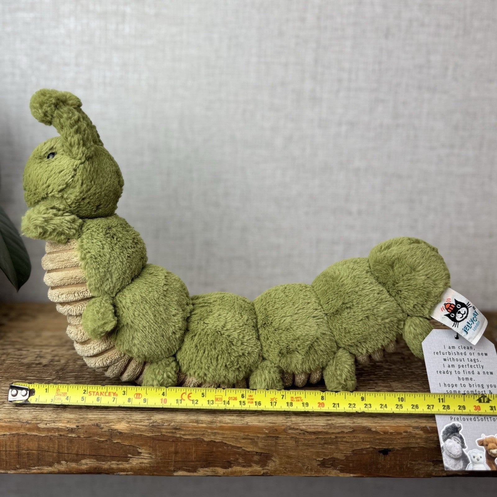 Jellycat Christopher Caterpillar Soft Toy Green Caterpillar Bug Soft Beanie 12”