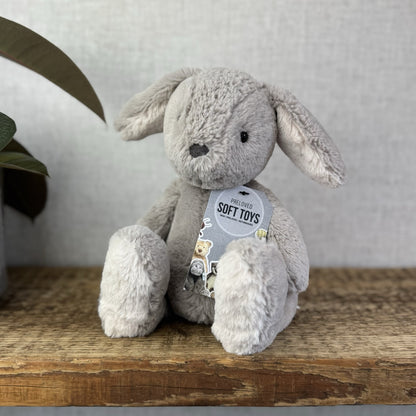 Jellycat Nibs Bunny - Retired Grey Beanie Rabbit - Big Feet Lop Eared 9"