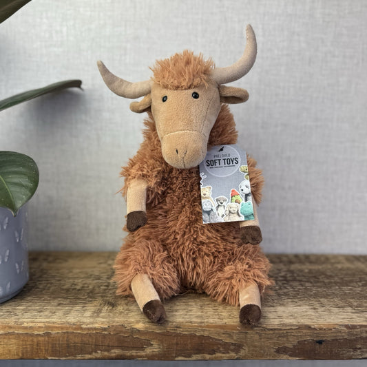 Jellycat Herbie Highland Cow - Longhorn Brown Cow Fluffy Medium Plush 12”