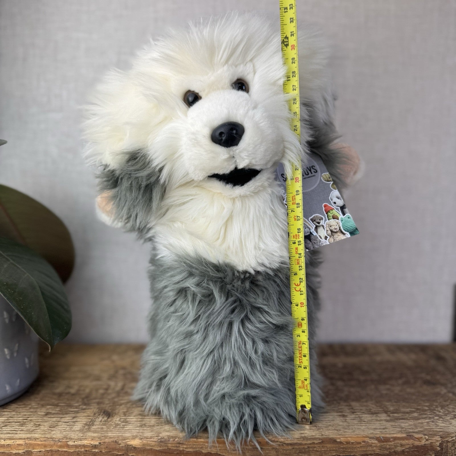 The Puppet Company - Old England Sheep Dog Long Sleeve Puppet Puppy Fluffy 14"