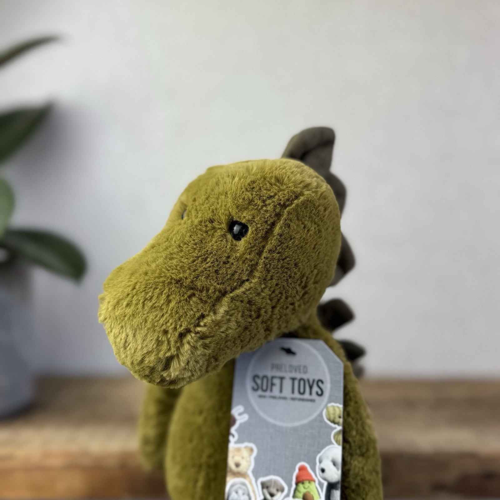 Jellycat Bashful Medium Dinosaur - Medium Beanie Plush Olive Green Dino 12”