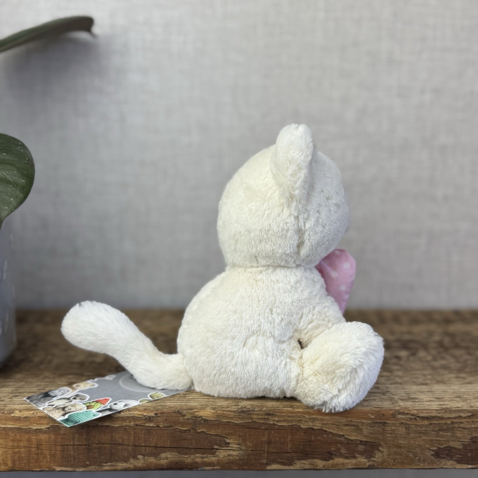 Jellycat Big Bow Cream Kitten - Small White Cat With Pink Bow Retired Small 6”
