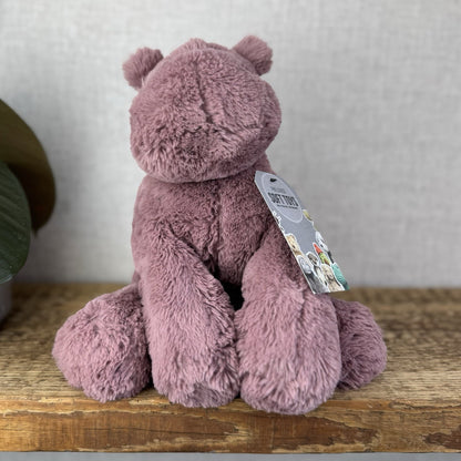 Jellycat Medium Huggady Hippo - Floppy Hippo Beanie Purple Plush Soft Toy 10"