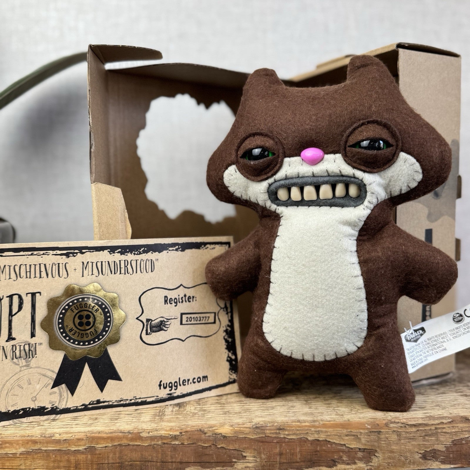 Fuggler Funny Ugly Monster - Sketchy Squirrel Brown - Rare Squirrel With Box
