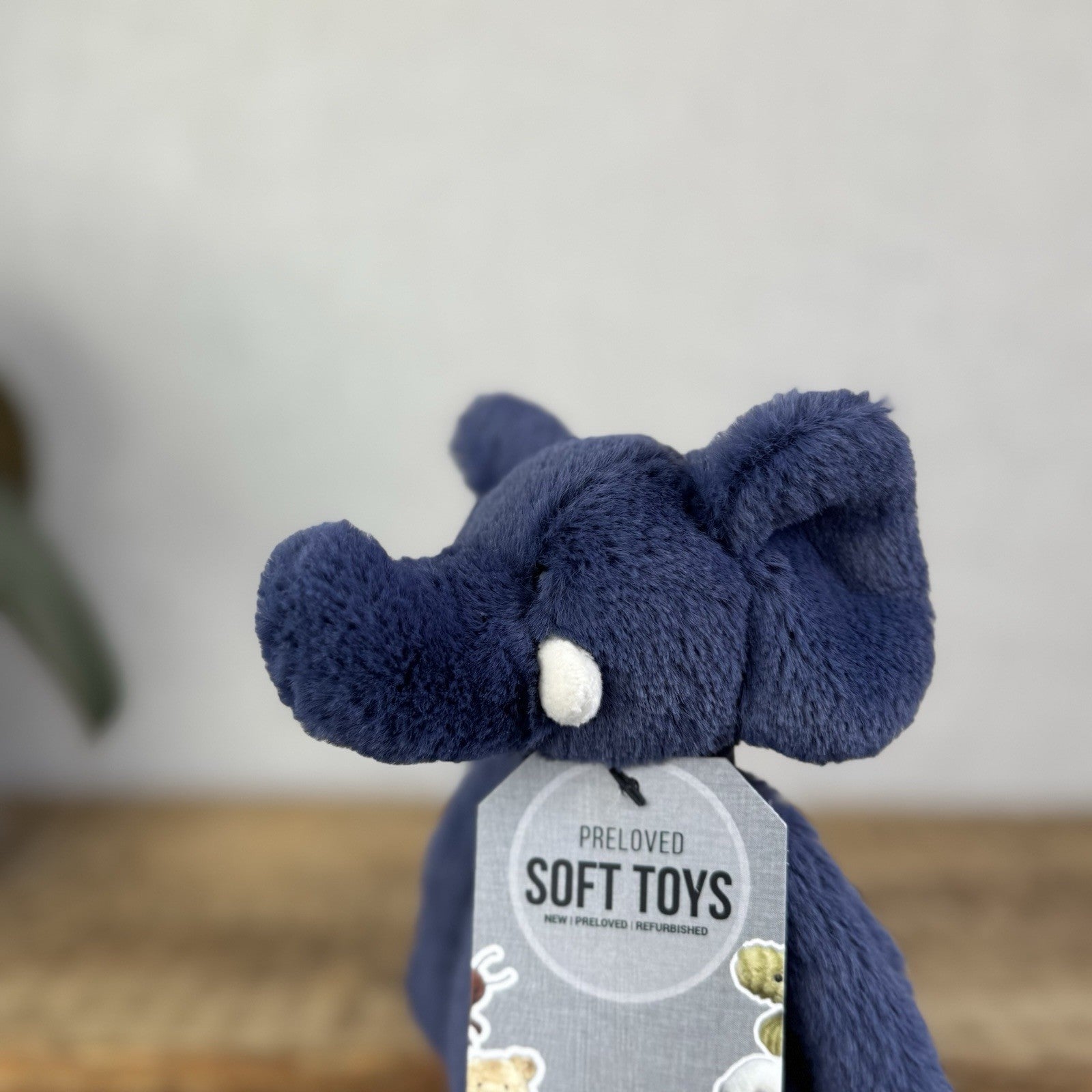 Jellycat Small Bashful Navy Elephant - Bashful Elephant Navy With Tusks NWOT 8"