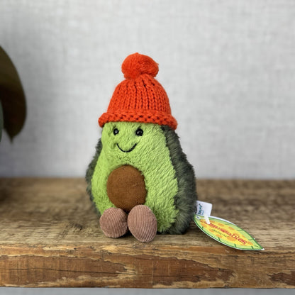 Jellycat Amuseable Papaya Cozi - Avocado With Red Bobble Hat Plush Soft Toy New