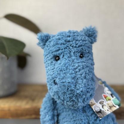 Jellycat Quangle Wangle Hippo - Blue Textured Sitting Hippopotamus Beanie 12"