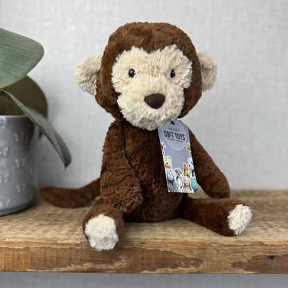 Jellycat Tuffet Monkey - Medium Brown Beanie Plush Textured Soft Toy Retired 12"