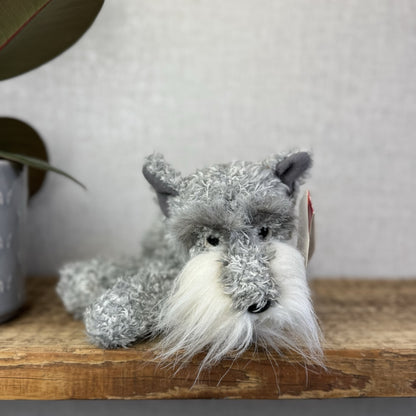 Russ Berrie Softies Toby - Grey Schnauzer Dog Soft Toy Beanie Plush Tags 8"