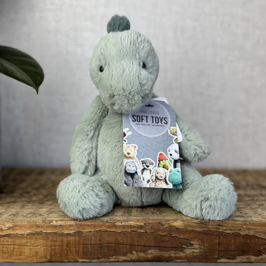 Jellycat Small Puffles Dinosaur - Small Light Green Super Soft Dino Plush 9" (2)