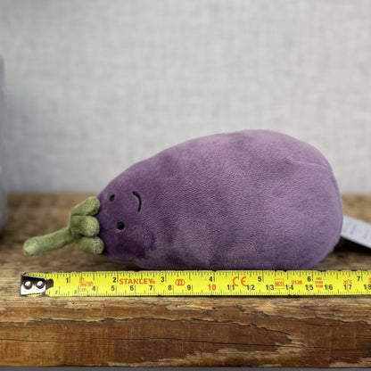 Jellycat Vivacious Aubergine - Small Purple Velour Beanie Vegetable Play 7"