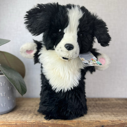 The Puppet Company - Border Collie Dog Long Sleeve Puppet Black Fluffy 14"