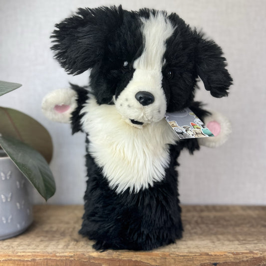 The Puppet Company - Border Collie Dog Long Sleeve Puppet Black Fluffy 14"