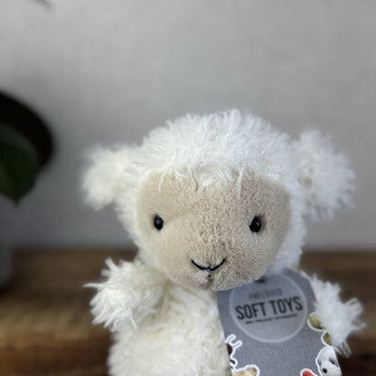 Jellycat Little Lamb - Small White/Cream Lamb Fuzzy Curly Fur Small Lamb 8"