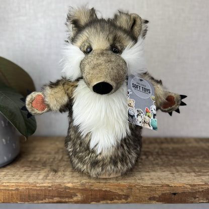 The Puppet Company - Grey Fluffy Wolf Puppet - Fairytail Puppet Soft Play 12"