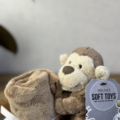 Jellycat Bashful Monkey Soother - Monkey Comforter Blanket Brown Baby Gift NWOT