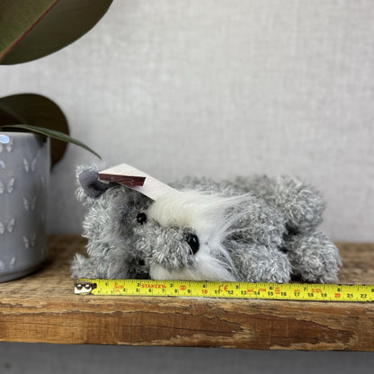 Russ Berrie Softies Toby - Grey Schnauzer Dog Soft Toy Beanie Plush Tags 8"